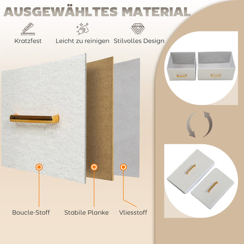 Rootz Fabric Dresser - Storage Chest - 9 Drawer Organizer - Versatile and Elegant - 99cm x 30.5cm x 28cm - Cream White