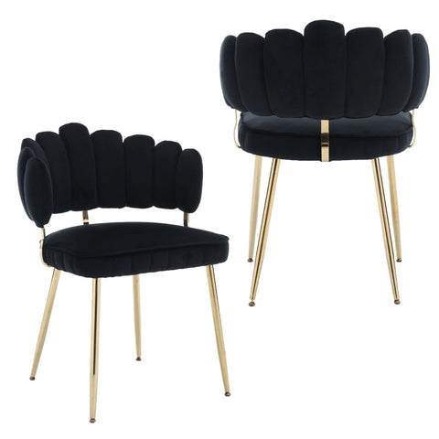 Rootz Set of 2 Velvet Dining Chairs - Comfy Seating - Ergonomic Chairs - Lumbar Support - 57cm x 55cm x 70cm