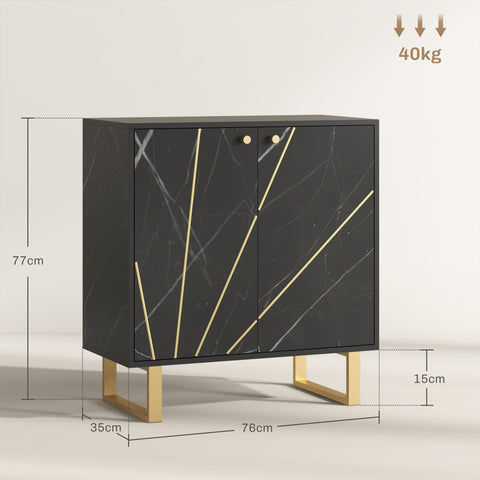 Rootz Storage Buffet - Sideboard - Console Table - Adjustable Shelves - 76cm x 35cm x 77cm - Black