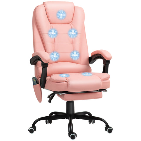 Rootz Massage Office Chair - Recliner - Executive Chair - 7 Vibration Points - Faux Leather - 67 x 67 x 111-121cm - Pink