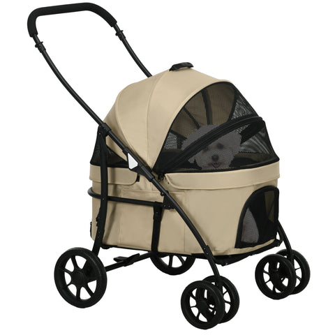 Rootz Foldable Dog Stroller - Pet Carrier - Collapsible Buggy - Comfort & Security - 81cm x 68cm x 98.5cm