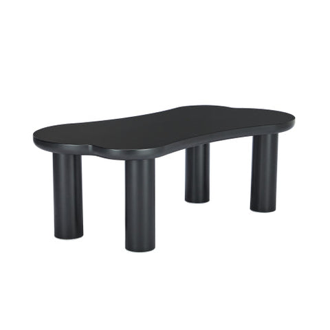 Rootz Coffee Table - Irregular Bone-Shaped - MDF Table - Floor Protection - 113cm x 58cm x 40.5cm - Modern Black Design