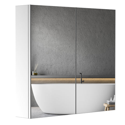 Rootz Stainless Steel Mirror Cabinet - Bathroom Storage - Wall Mounted Cabinet - Modern Design - 60L x 12W x 55H cm