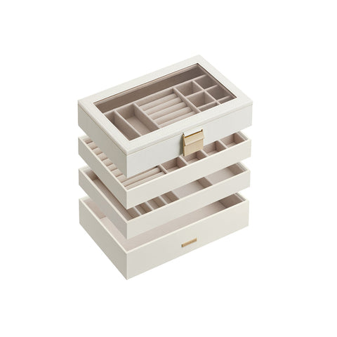 Rootz Stackable Jewelry Box - Organizer Case - 4-Tier Storage - Velvet Lining - 25cm x 15cm x 10cm