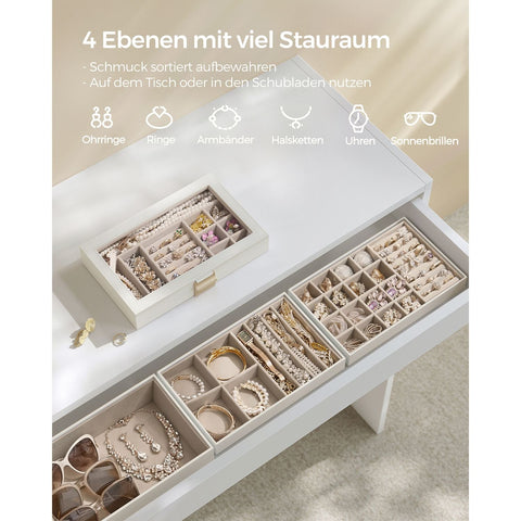 Rootz Stackable Jewelry Box - Organizer Tray - Drawer Case - Space Saving Solution - 30cm x 20cm x 12cm