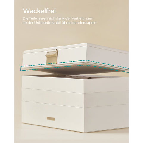 Rootz Stackable Jewelry Box - Organizer Case - 4-Tier Storage - Velvet Lining - 25cm x 15cm x 10cm