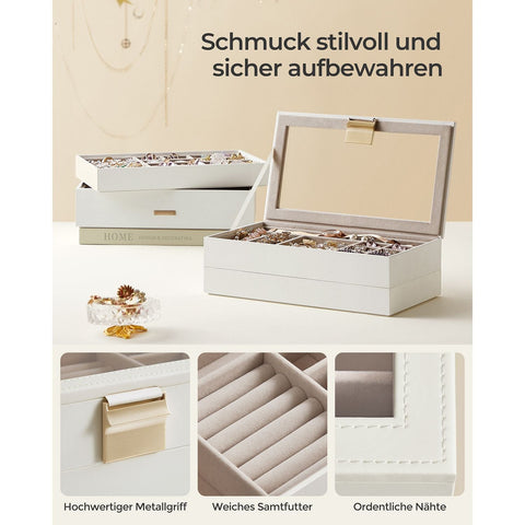 Rootz Stackable Jewelry Box - Organizer Case - 4-Tier Storage - Velvet Lining - 25cm x 15cm x 10cm