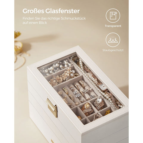 Rootz Stackable Jewelry Box - Organizer Case - 4-Tier Storage - Velvet Lining - 25cm x 15cm x 10cm