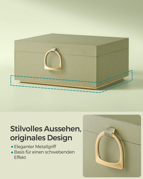 Rootz 2 Level Jewelry Box with Handle - Trinket Organizer - Gift Idea - Velvet Lined - 20.5cm x 24cm x 11cm