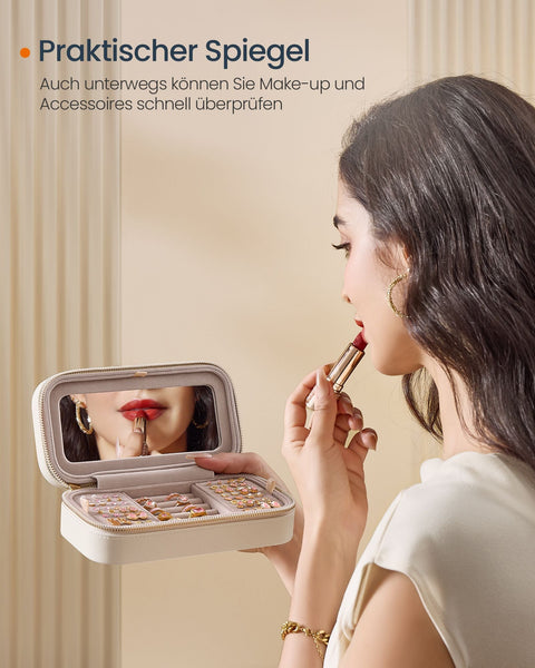 Rootz Travel Jewelry Box - Organizer Case - Jewellery Storage - PU Leather - 10.5cm x 20.5cm x 6cm - Lightweight