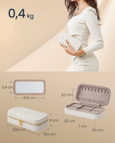 Rootz Travel Jewelry Box - Organizer Case - Jewellery Storage - PU Leather - 10.5cm x 20.5cm x 6cm - Lightweight