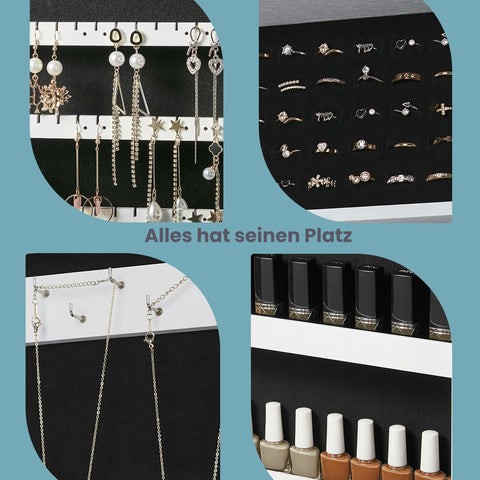 Rootz Mirror and Jewelry Cabinet - Wall Cabinet - Mirror Cabinet - Ample Storage - 37cm x 67cm x 10.5cm