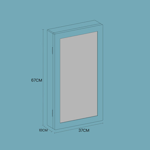 Rootz Mirror and Jewelry Cabinet - Wall Cabinet - Mirror Cabinet - Ample Storage - 37cm x 67cm x 10.5cm