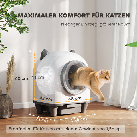 Rootz Self-Cleaning Cat Toilet - Smart App Controlled Litter Box - Automatic Pet Waste System - App Control - 55.5 x 60 cm - 80L Capacity