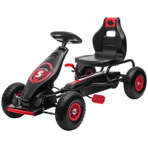 Rootz Children's Go-kart - With Pedals - Adjustable Seat - Indoor And Outdoor - From 5 Years - Red + Black - 121 x 58 x 61 cm