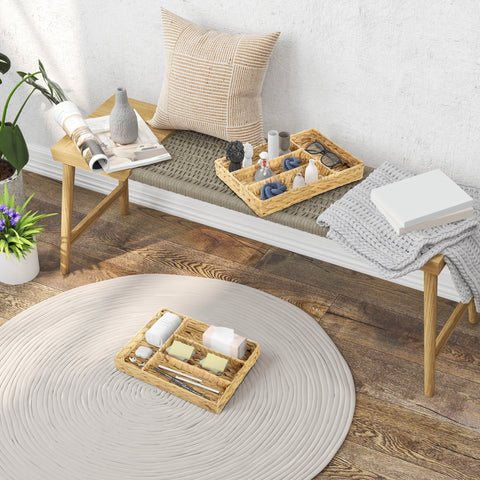 Rootz Set of 2 Storage Baskets - Organizer Bins - Compartment Caddies - Rustic Elegance - 36cm x 26cm x 5cm