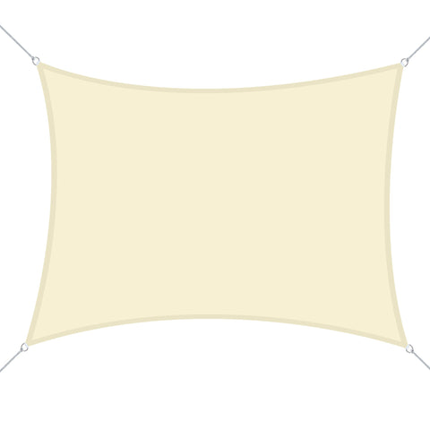 Rootz Rectangular Shade Sail - UV Shade Canopy - Sun Protection Awning - UV Protection - 6m x 4m - High Density Polyester 160gsm Cream