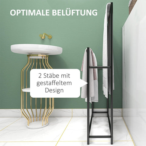 Rootz Standing Towel Rack - Towel Holder - Bathroom Organizer - Metal Frame - Rust-Resistant - Compact Design - 66cm x 20cm x 110cm