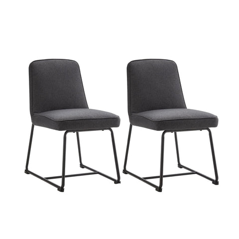 Rootz Gray Linen Dining Chairs Set - Upholstered Chairs - Metal Frame Seating - High Comfort Foam - 46L x 45W x 81.5H cm