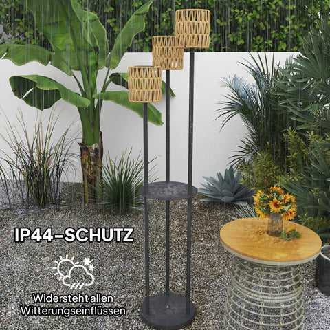 Rootz Solar Floor Lamp - Rattan Solar Light - Boho-Style Garden Lamp - Auto On/Off & Storage - Ø37 x 144H cm