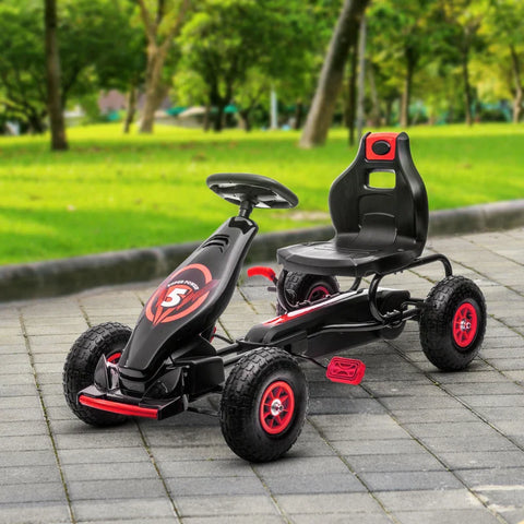 Rootz Children's Go-kart - With Pedals - Adjustable Seat - Indoor And Outdoor - From 5 Years - Red + Black - 121 x 58 x 61 cm