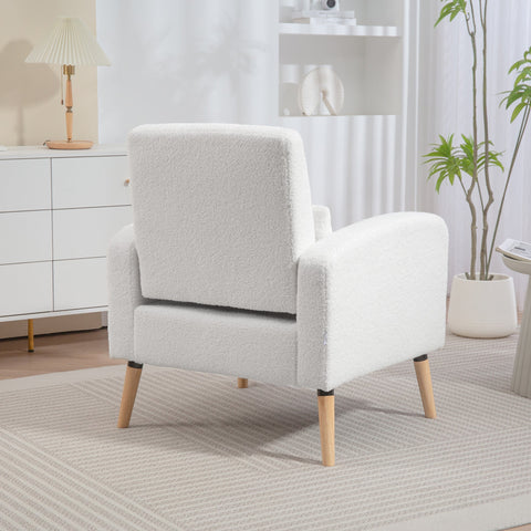 Rootz Modern White Armchair - Upholstered Seating - Living Room Chair - Lumbar Pillows Support - 76cm x 89.5cm x 53cm