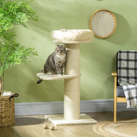 Rootz Cat Tree Scratching Post - Activity Center - Pet Furniture - Sisal & Plush - 48.5x48.5x105cm