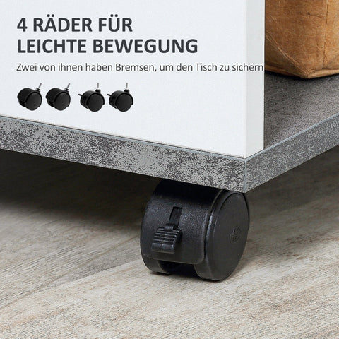 Rootz Side Table with 360° Wheels - Mobile Bedside Table - Sofa Table - Modern Design - Ample Storage - Easy Mobility - 35cm x 29.5cm x 65.5cm