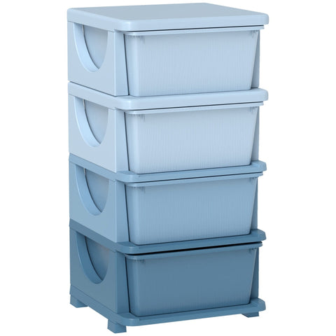 Rootz Storage Box - Children's Toy Organizer - Plastic Drawer Unit - Blue - 37cm x 37cm x 76cm - Rounded Edges for Safety