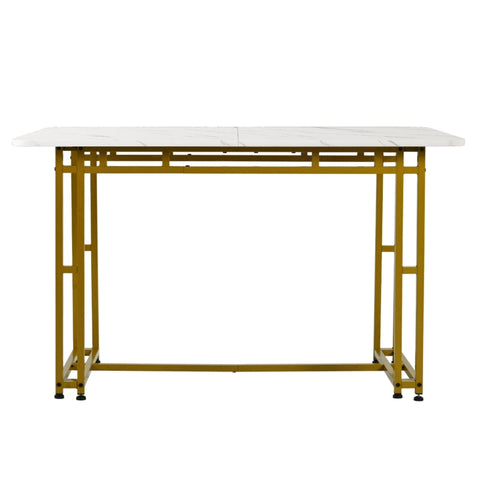 Rootz Dining Table - Light Luxury - Modern Table - Gold Metal Legs - Durable MDF - 120L x 70W x 74H cm