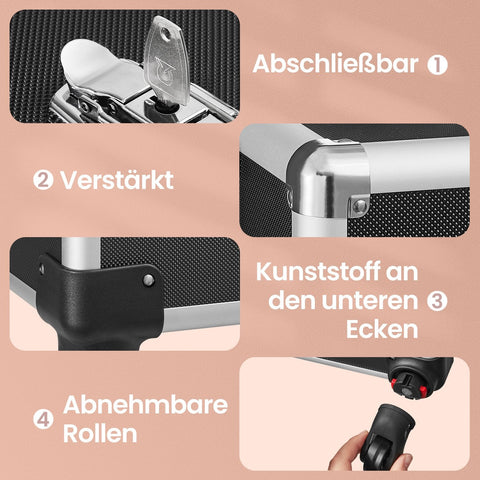 Rootz 3-in-1 Trolley Makeup Case - Cosmetic Suitcase - Beauty Organizer - High Functionality - 35cm x 68.5cm x 25cm