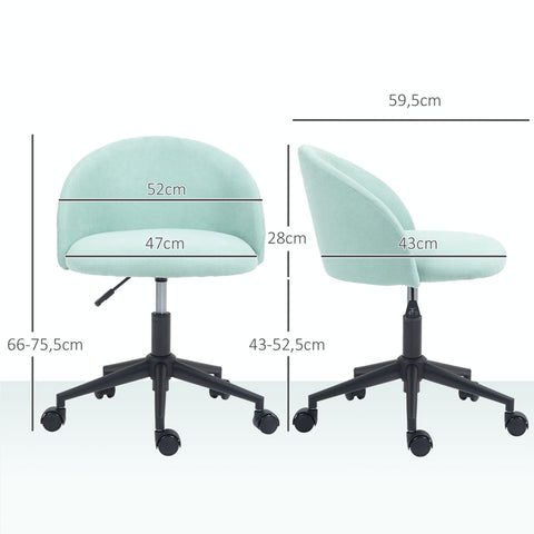 Rootz Office Chair - Desk Chair - Swivel Chair - Breathable Velvet - 56x59.5x66-75.5cm - 360° Rotation - Height Adjustable