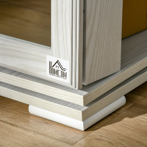 Rootz Lockable Rotating Jewelry Box with Mirror - Jewelry Cabinet - Organizer - MDF White - 360° Rotation - 38x38x160cm