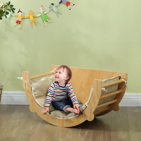Rootz 3-in-1 Climbing Arch - Play Table - Seesaw - Montessori Inspired - Pine Wood, 90cm x 52cm x 50cm - 50kg Capacity