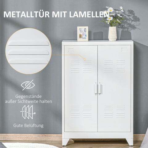 Rootz Filing Cabinet - Metal Storage Cabinet - Multi-Purpose Organizer - Durable & Ventilated - White - 75 x 33 x 110 cm