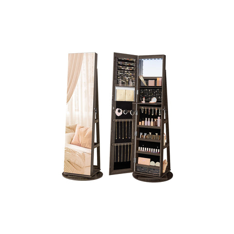 Rootz Jewelry Cabinet - Armoire - Organizer - Full-Length Mirror - 3 Shelves - 40cm x 36cm x 140cm