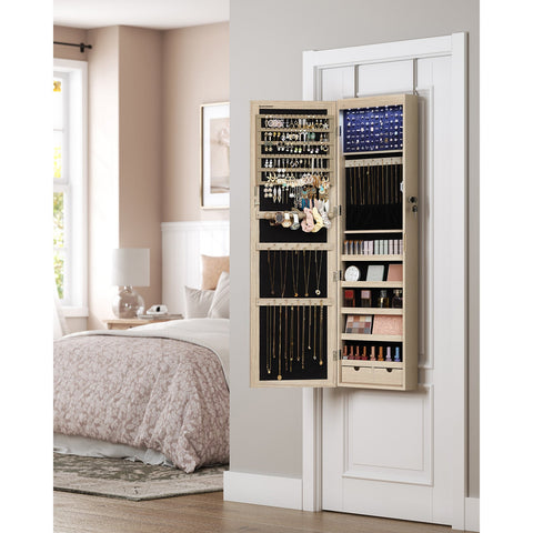 Rootz Hanging Jewelry Cabinet - Jewelry Organizer - Wall Mounted Jewelry Armoire - MDF Material - Space-saving - 37cm x 10cm x 120cm