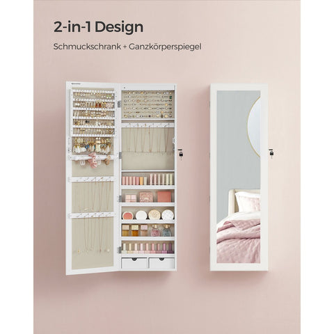 Rootz Wall-Mounted Jewelry Cabinet - Hanging Organizer - Storage Armoire - Space-Saving Solution - 50cm x 35cm x 120cm