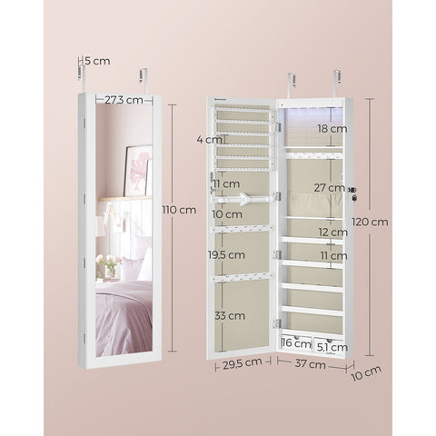 Rootz Wall-mounted Hanging Jewelry Cabinet - Necklace Organizer - Earring Storage - Space-saving - 45cm x 35cm x 10cm