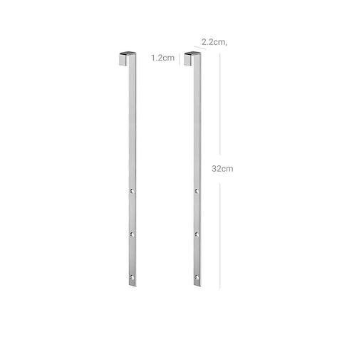 Rootz Door Hook Set for Jewelry Cabinet - Silver Hooks - Space-Saving Solution - Steel - 1.2 x 2.2 x 32 cm