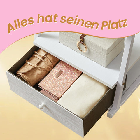 Rootz Jewelry Cabinet - Storage Organizer - Mirror Armoire - Space Saving - 41.5cm x 37cm x 152.5cm - White