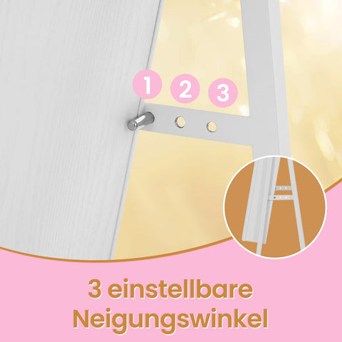 Rootz Jewelry Cabinet - Storage Organizer - Mirror Armoire - Space Saving - 41.5cm x 37cm x 152.5cm - White