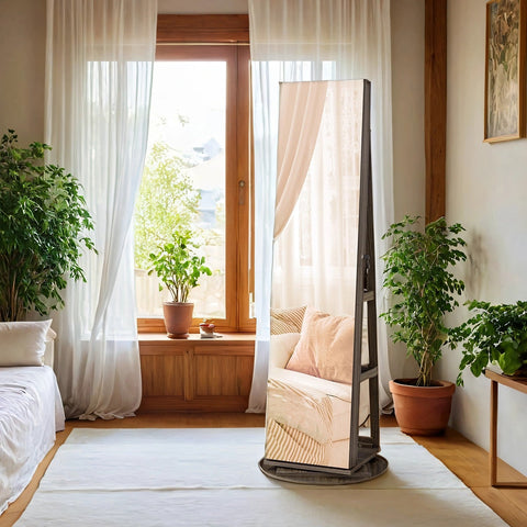 Rootz Jewelry Cabinet - Mirror Cabinet - Frameless Full Body Mirror - Space-Saving Design - 54.5cm x 54.5cm x 162cm