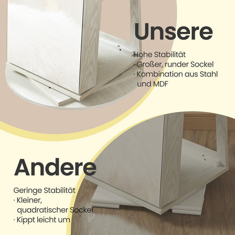 Rootz Jewelry Cabinet - Mirror Cabinet - Rotating Organizer - Secure Storage - 54.5cm x 54.5cm x 162cm