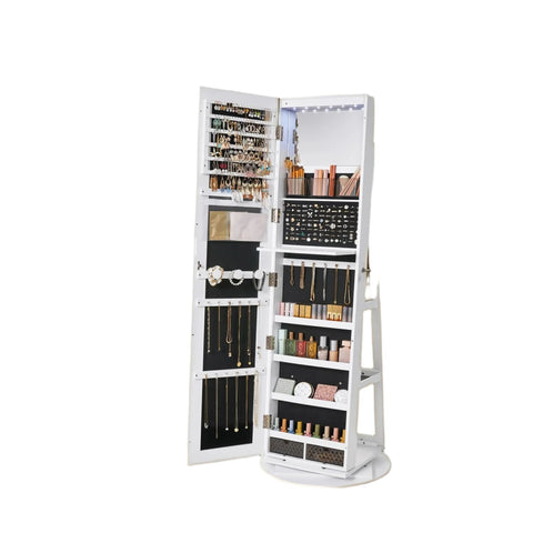 Rootz Jewelry Cabinet - Mirror Cabinet - Rotating Organizer - Secure Storage - 54.5cm x 54.5cm x 162cm