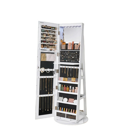 Rootz Jewelry Cabinet - Mirror Cabinet - Frameless Full Body Mirror - Space-Saving Design - 54.5cm x 54.5cm x 162cm