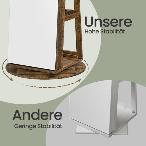 Rootz Jewelry Cabinet - Mirror Cabinet - Frameless Full Body Mirror - Space-Saving Design - 54.5cm x 54.5cm x 162cm