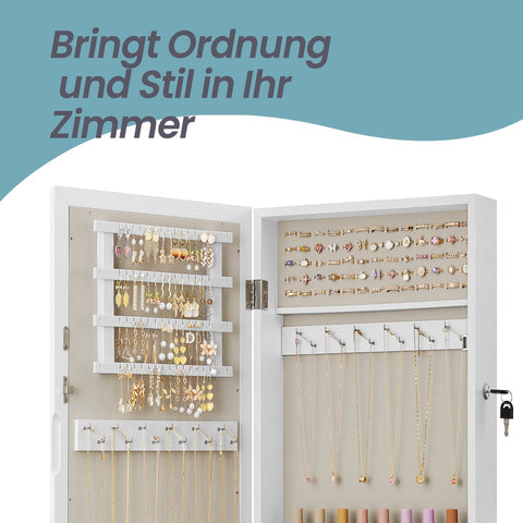 Rootz Jewelry Cabinet - Mirror Cabinet - Wall Cabinet - Space-Saving Organizer - 10x37x67cm