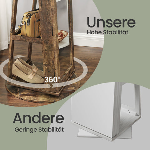 Rootz Lockable 360° Rotatable Jewelry Cabinet - Mirror Cabinet - Spacious Jewelry Organizer - 54cm x 54cm x 161cm