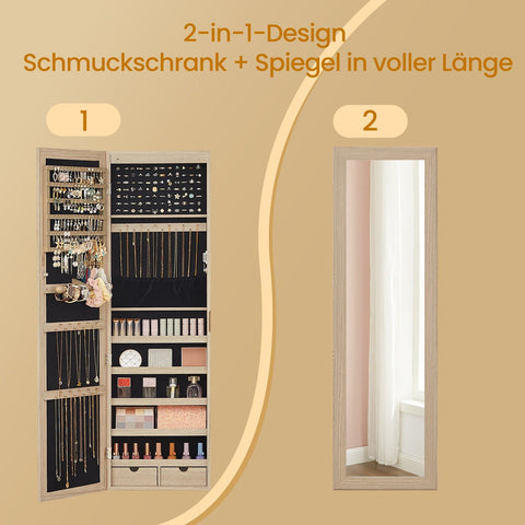 Rootz Jewelry Cabinet - Jewelry Organizer - Accessories Storage - Space Saving - 37 x 10 x 120 cm